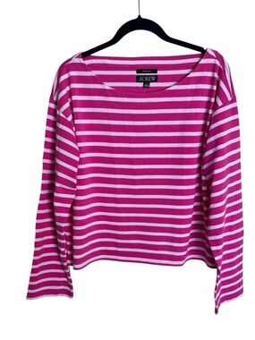 J. Crew Cropped boatneck T-shirt in mariner cotton size large preppy coastal